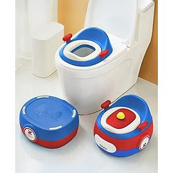 Babyhug 3-In-1 Baby Toilet Training Seat with Anti-Skip Pads and Step Stool - Green Yellow| Removable Potty Pot| Potty Training Seat| Potty Seat cum Chair for Kids 1-6 Years-Green Yellow