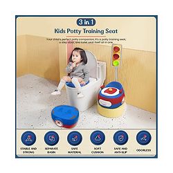 Babyhug 3-In-1 Baby Toilet Training Seat with Anti-Skip Pads and Step Stool - Green Yellow| Removable Potty Pot| Potty Training Seat| Potty Seat cum Chair for Kids 1-6 Years-Green Yellow