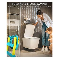 Babyhug Potty Training Toilet Seat with Adjustable Ladder & Step Stool - Green & Yellow| Anti-Slip Toddler Toilet Trainer| Compact Fold for Storage| Compatible with all Commode Types
