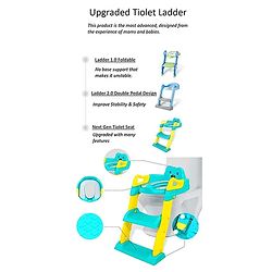Babyhug Potty Training Toilet Seat with Adjustable Ladder & Step Stool - Green & Yellow| Anti-Slip Toddler Toilet Trainer| Compact Fold for Storage| Compatible with all Commode Types