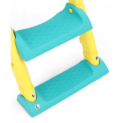 Babyhug Potty Training Toilet Seat with Adjustable Ladder & Step Stool - Green & Yellow| Anti-Slip Toddler Toilet Trainer| Compact Fold for Storage| Compatible with all Commode Types