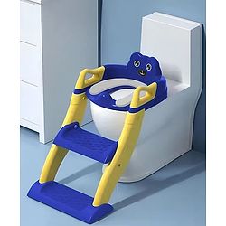 Babyhug Potty Training Toilet Seat with Adjustable Ladder & Step Stool - Green & Yellow| Anti-Slip Toddler Toilet Trainer| Compact Fold for Storage| Compatible with all Commode Types