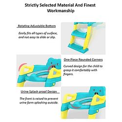 Babyhug Potty Training Toilet Seat with Adjustable Ladder & Step Stool - Green & Yellow| Anti-Slip Toddler Toilet Trainer| Compact Fold for Storage| Compatible with all Commode Types