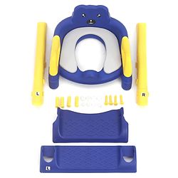 Babyhug Potty Training Toilet Seat with Adjustable Ladder & Step Stool - Green & Yellow| Anti-Slip Toddler Toilet Trainer| Compact Fold for Storage| Compatible with all Commode Types