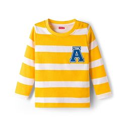 Babyhug Cotton Knit Full Sleeves T-Shirts with Stripes Tiger & Players Chicago 27 Graphics Pack of 3 - Yellow Red & Blue