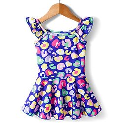 Babyhug Sleeveless Water Repellant Abstract Printed Frock Swimsuit - Blue