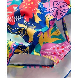 Babyhug Water Repellant Sleeveless Tropical Theme Printed Frock Swimsuit -Multicolour