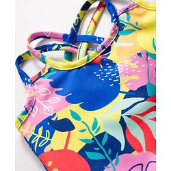 Babyhug Water Repellant Sleeveless Tropical Theme Printed Frock Swimsuit -Multicolour