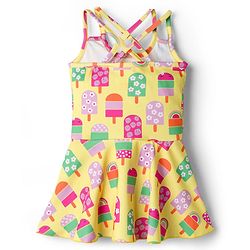 Babyhug Water Repellant Sleeveless Frock Swimsuit With Floral Print - Green