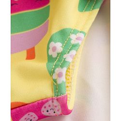 Babyhug Water Repellant Sleeveless Frock Swimsuit With Floral Print - Green