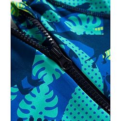 Babyhug Water Repellent Half Raglan Sleeves Beach Theme & Dino Printed Legged Swimsuit -  Blue