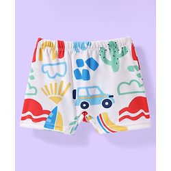 Babyhug Water Repellant Half Raglan Sleeves Beach Theme Printed Two Piece Swimsuit - Light Blue