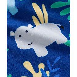 Babyhug Water Repellant Half Raglan Sleeves Legged Swimsuit  with Animal Print - Navy Blue