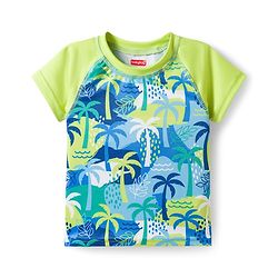 Babyhug Water Repellant Half Raglan Sleeves Tropical Theme Printed Two Piece Swimsuit - Green