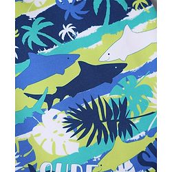 Babyhug Water Repellant Half Raglan Sleeves Two Piece Swimsuit With Shark Print - Navy Blue