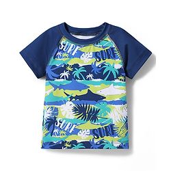 Babyhug Water Repellant Half Raglan Sleeves Two Piece Swimsuit With Shark Print - Navy Blue