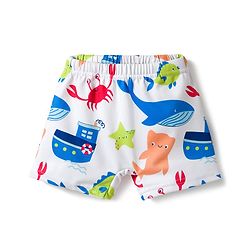 Babyhug Water Repellent Half Raglan Sleeves Sea Life Printed Two Piece Swimsuit - Blue