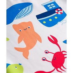 Babyhug Water Repellent Half Raglan Sleeves Sea Life Printed Two Piece Swimsuit - Blue