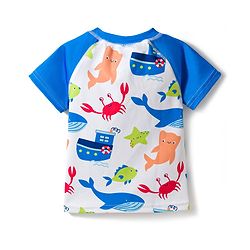 Babyhug Water Repellent Half Raglan Sleeves Sea Life Printed Two Piece Swimsuit - Blue