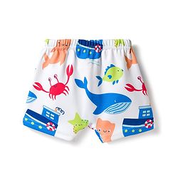 Babyhug Water Repellent Half Raglan Sleeves Sea Life Printed Two Piece Swimsuit - Blue