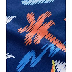 Babyhug Half Raglan Sleeves Beach Theme Printed Two Piece Swimsuit - Navy Blue