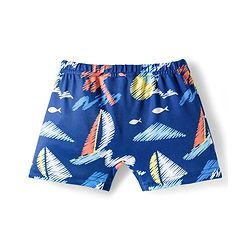 Babyhug Half Raglan Sleeves Beach Theme Printed Two Piece Swimsuit - Navy Blue