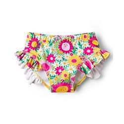 Babyhug Sleeveless Water Repellant Two Piece Swimsuit with Floral Print - Multicolor