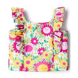 Babyhug Sleeveless Water Repellant Two Piece Swimsuit with Floral Print - Multicolor