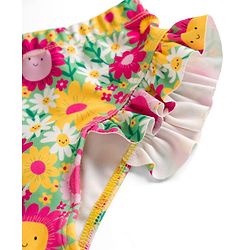 Babyhug Sleeveless Water Repellant Two Piece Swimsuit with Floral Print - Multicolor