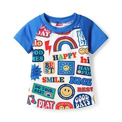 Babyhug Water Repellent Half Raglan Sleeves Printed Two Piece Swimsuit - Blue