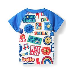 Babyhug Water Repellent Half Raglan Sleeves Printed Two Piece Swimsuit - Blue