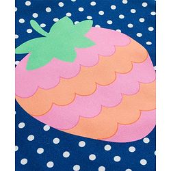 Babyhug Water Repellent Sleeveless V Cut Swimsuit with Strawberry Print - Navy Blue