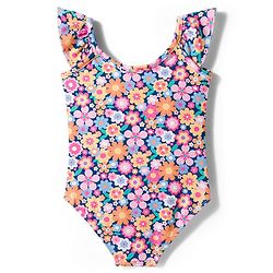 Babyhug Water Repellent Sleeveless V Cut Swimsuit With Floral Print - Multicolor