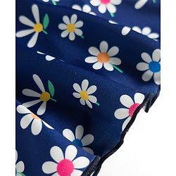 Babyhug Sleeveless Floral Printed Frock Swimsuit - Navy Blue