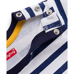 Babyhug Cotton Knit Full Sleeves Striped T-Shirt With Lion Print - Multicolor