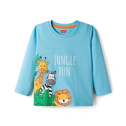 Babyhug Cotton Knit Full Sleeves T-Shirts With Stripes & Animal Print Pack of 3 - Multicolor