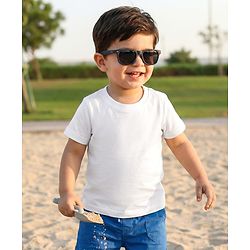 Babyhug 100% Cotton Knit Half Sleeves Solid T-Shirt - White