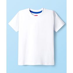 Babyhug 100% Cotton Knit Half Sleeves Solid T-Shirt - White