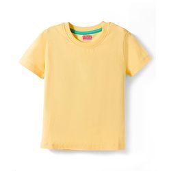 Babyhug 100% Cotton Half Sleeves Solid T-Shirt - Yellow