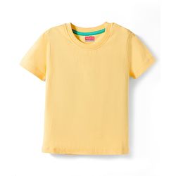 Babyhug 100% Cotton Half Sleeves Solid T-Shirt - Yellow