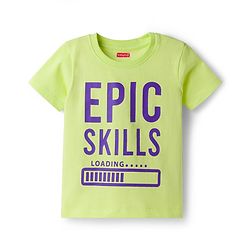 Babyhug 100% Cotton Knit Half Sleeves Text Printed T-Shirt - Lime Green