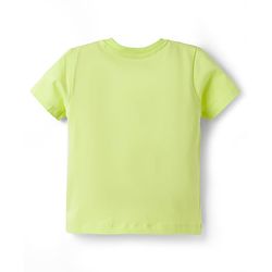 Babyhug 100% Cotton Knit Half Sleeves Text Printed T-Shirt - Lime Green