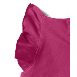 Babyhug 100% Cotton Knit Half Frill Sleeves Bear Embroidered & Text Printed T-Shirt - Dark Pink