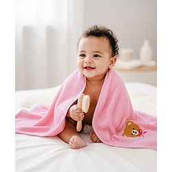Babyhug Knit Towel with Tiger Embroidery L 95 x B 50.5 cm - Light Blue