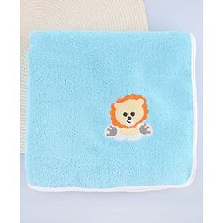 Babyhug Knit Towel with Tiger Embroidery L 95 x B 50.5 cm - Light Blue