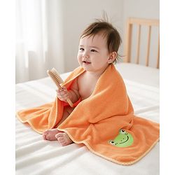Babyhug Knit Towel with Tiger Embroidery L 95 x B 50.5 cm - Light Blue