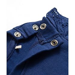 Babyhug Cotton Knit Half Sleeves T-Shirt With Floral Print & Sequin Detailing - Navy Blue