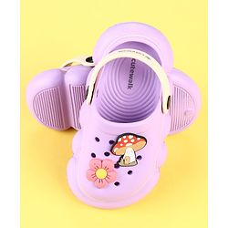 Cute Walk by Babyhug Clogs with Mushroom & Floral Applique - Purple