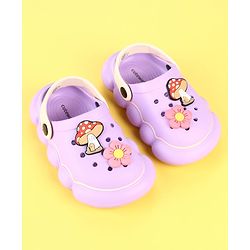 Cute Walk by Babyhug Clogs with Mushroom & Floral Applique - Purple