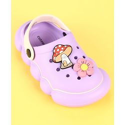 Cute Walk by Babyhug Clogs with Mushroom & Floral Applique - Purple